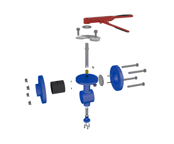 manual-wafer-butterfly-valve-3d-animation-exploded-view 手动对夹蝶阀装配演示动画短视频素材